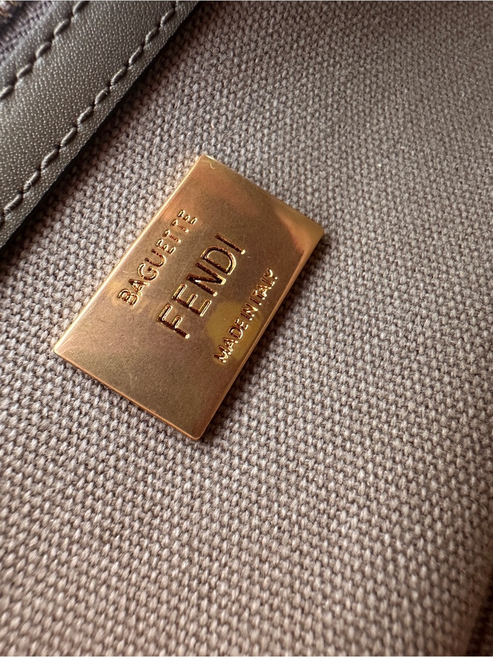 Fendi Baguette Zucca Monogram Canvas Bag M Beige Gold - Picture 13 of 16